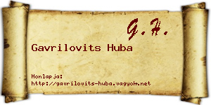 Gavrilovits Huba névjegykártya